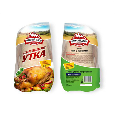 Утка замороженная упаковка мешок термосужающая вакуумная упаковка печать логотипа бренда